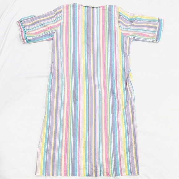 Collections, Etc. Vintage Rainbow Chambray House Coat Mumu - Picture 8 of 11